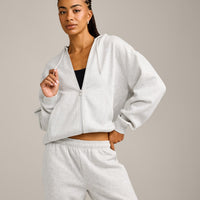Foundations Cosy Zip Up Hoodie | Light Gray Marl