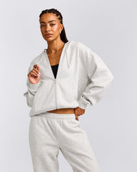 Foundations Cosy Zip Up Hoodie | Light Gray Marl