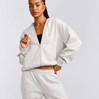 Foundations Cosy Zip Up Hoodie | Light Gray Marl