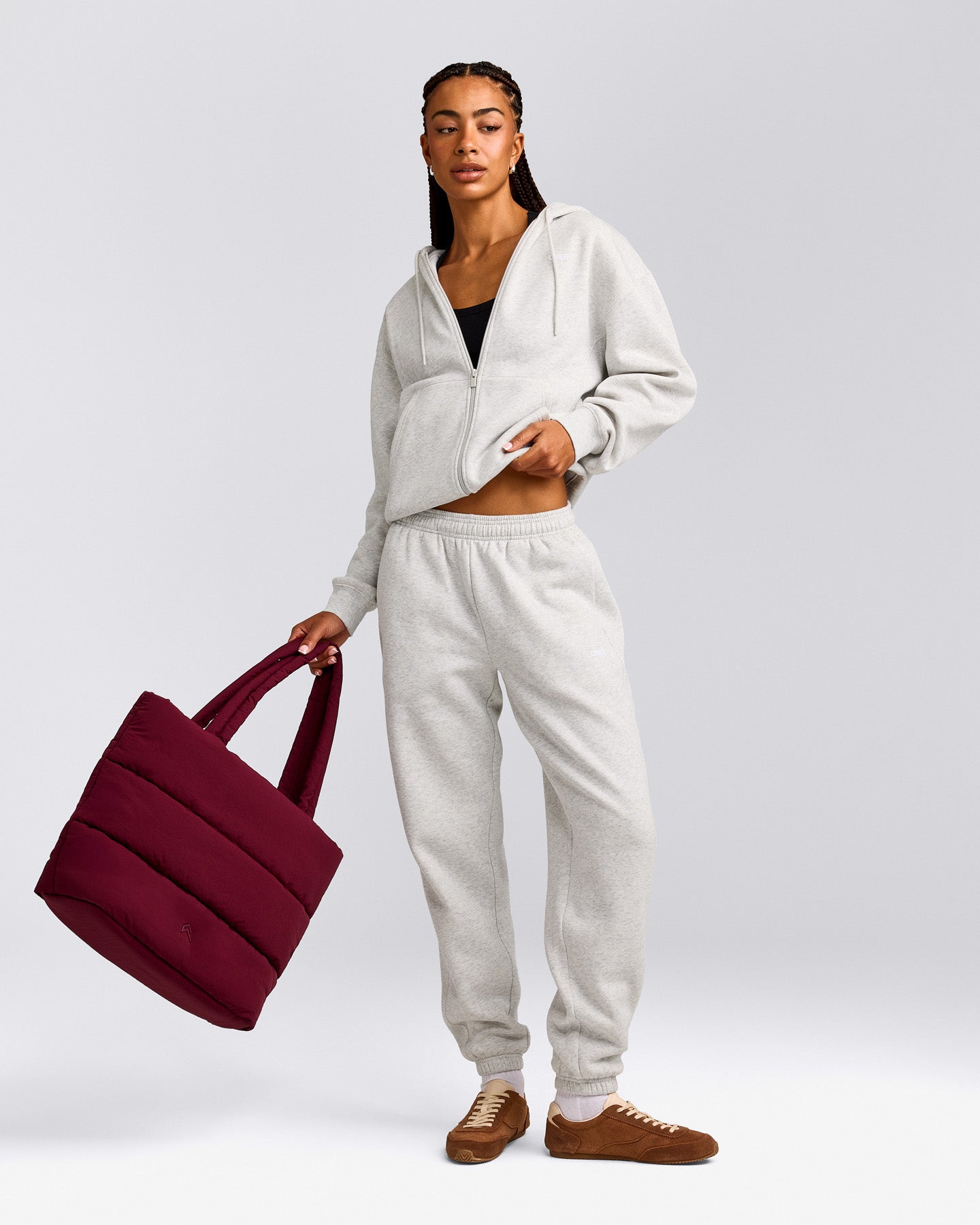 Foundations Cosy Zip Up Hoodie | Light Gray Marl