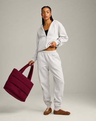Foundations Cosy Zip Up Hoodie | Light Gray Marl