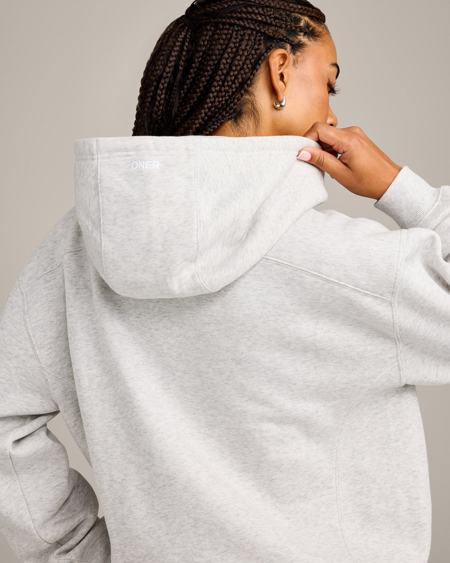 Foundations Cosy Zip Up Hoodie | Light Gray Marl