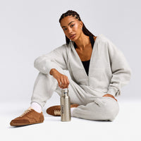 Foundations Cosy Zip Up Hoodie | Light Gray Marl