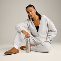 Foundations Cosy Zip Up Hoodie | Light Gray Marl