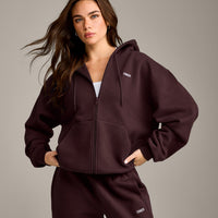 Foundations Cosy Zip Up Hoodie | Plum Brown