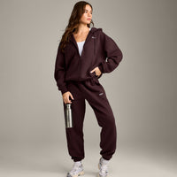 Foundations Cosy Zip Up Hoodie | Plum Brown