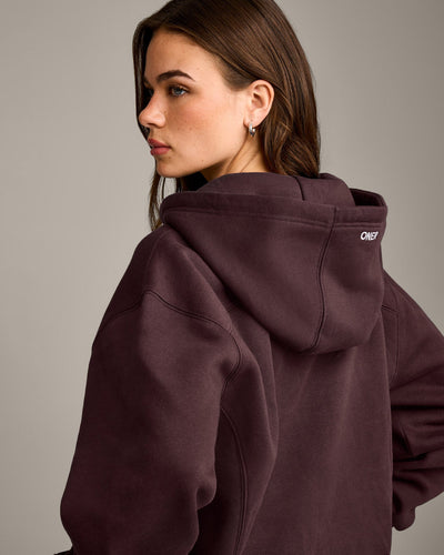 Foundations Cosy Zip Up Hoodie | Plum Brown