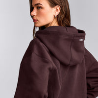 Foundations Cosy Zip Up Hoodie | Plum Brown