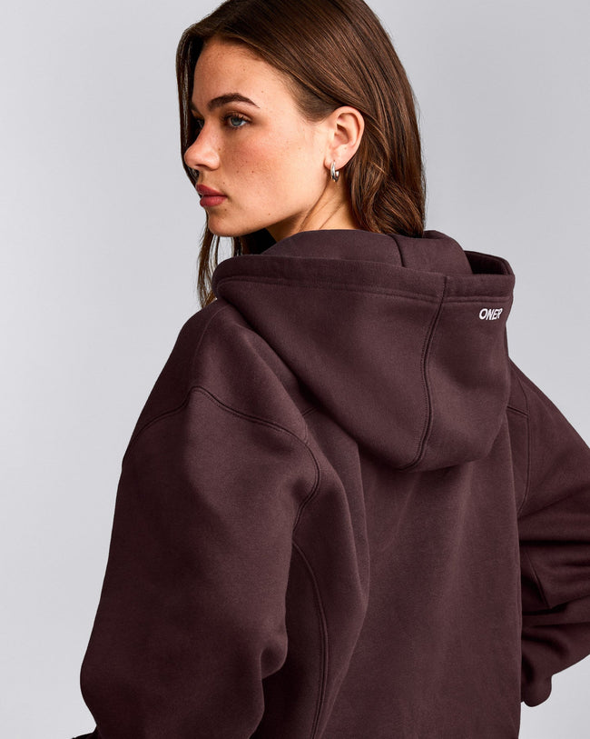 Foundations Cosy Zip Up Hoodie | Plum Brown