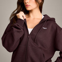 Foundations Cosy Zip Up Hoodie | Plum Brown