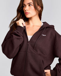 Foundations Cosy Zip Up Hoodie | Plum Brown