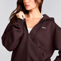 Foundations Cosy Zip Up Hoodie | Plum Brown