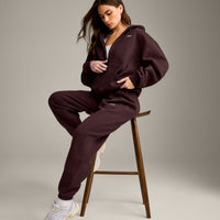 Foundations Cosy Zip Up Hoodie | Plum Brown