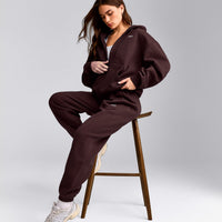 Foundations Cosy Zip Up Hoodie | Plum Brown