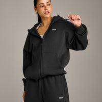 Foundations Cosy Zip Up Hoodie | Soft Black