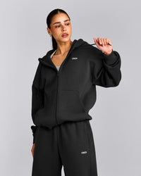 Foundations Cosy Zip Up Hoodie | Soft Black