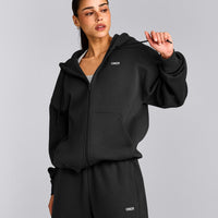 Foundations Cosy Zip Up Hoodie | Soft Black