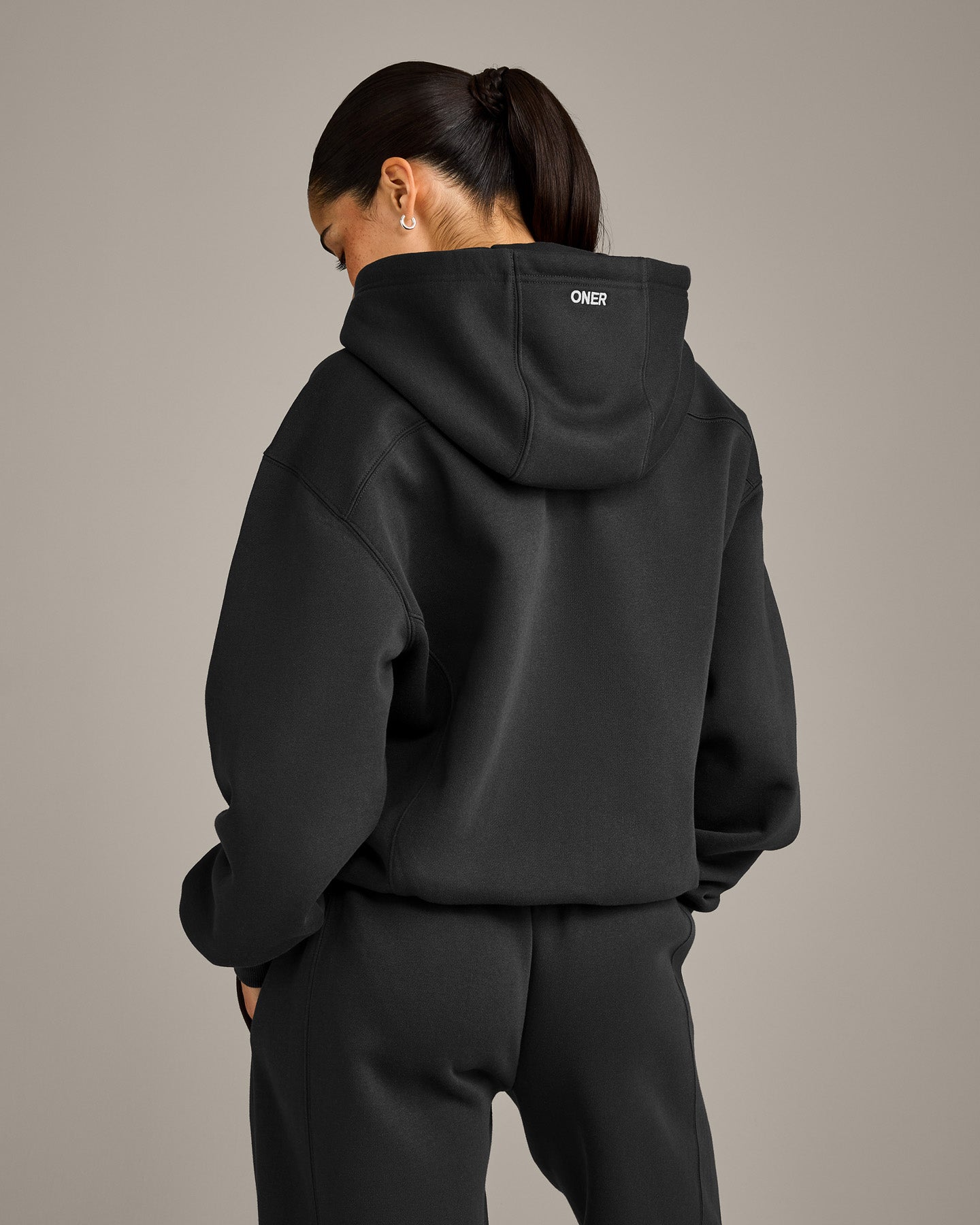 Foundations Cosy Zip Up Hoodie | Soft Black