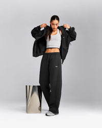 Foundations Cosy Zip Up Hoodie | Soft Black