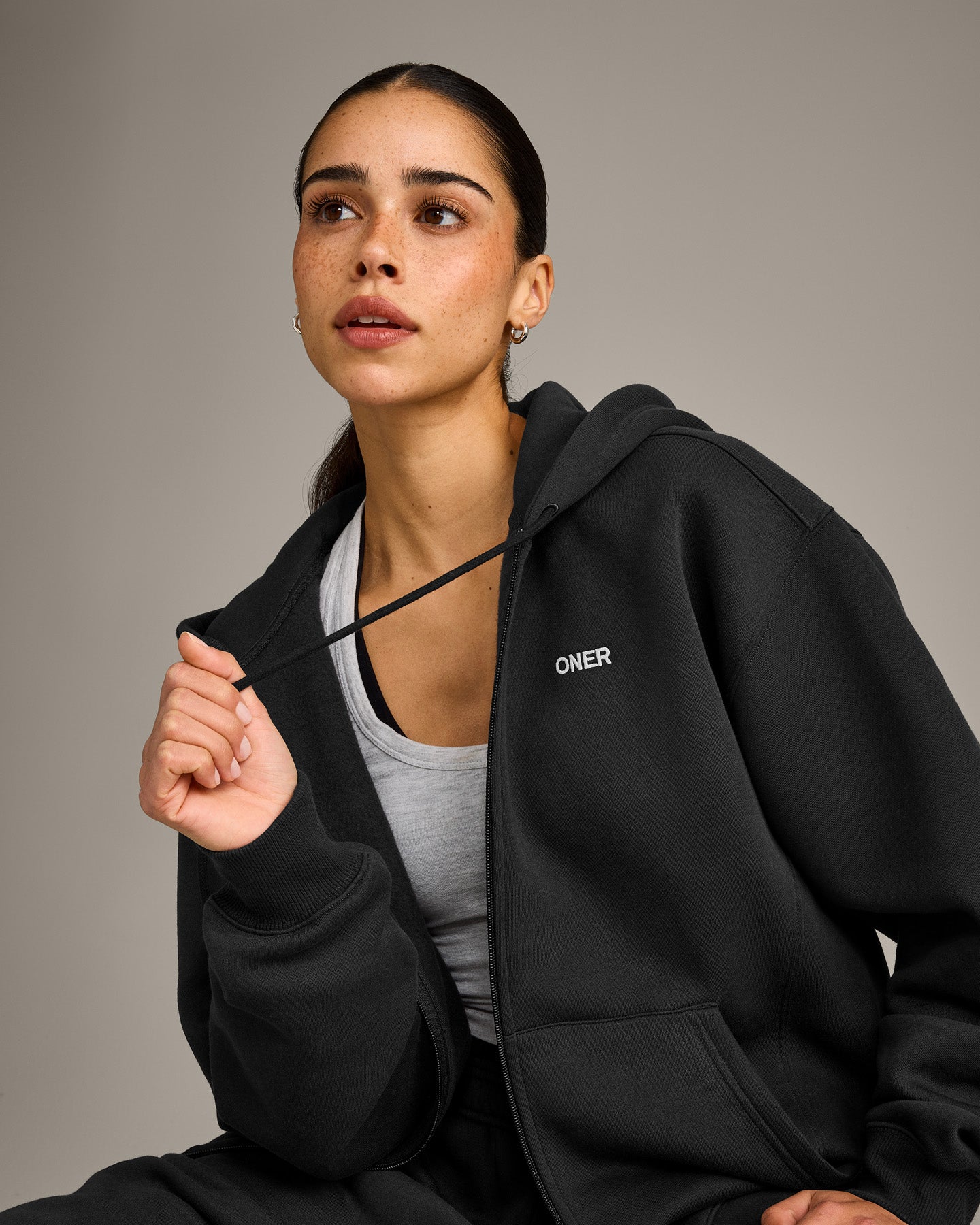Foundations Cosy Zip Up Hoodie | Soft Black
