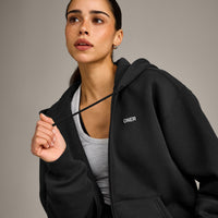 Foundations Cosy Zip Up Hoodie | Soft Black