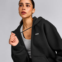 Foundations Cosy Zip Up Hoodie | Soft Black