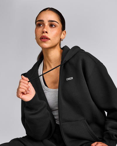 Foundations Cosy Zip Up Hoodie | Soft Black