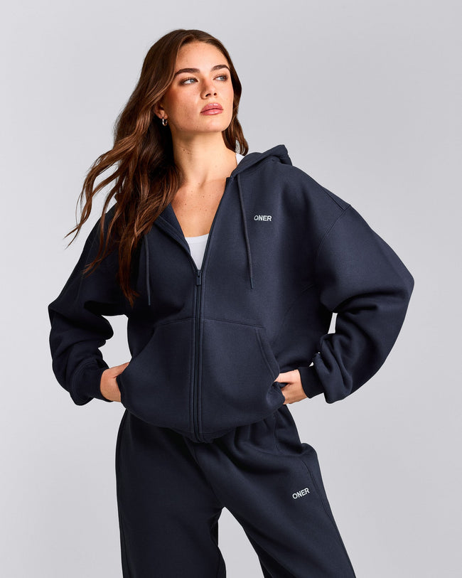 Foundations Cosy Zip Up Hoodie | True Blue