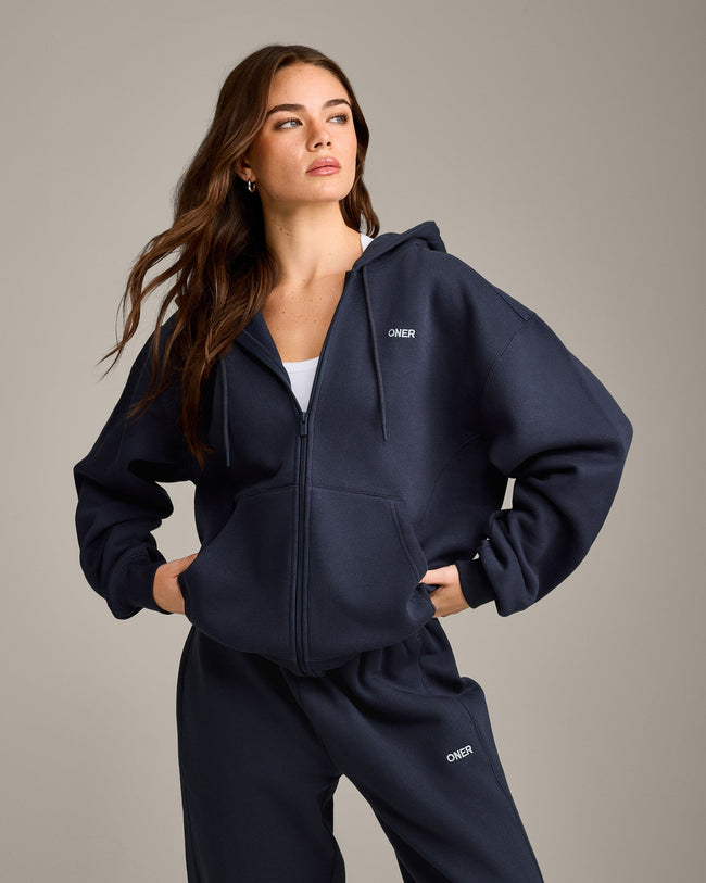 Foundations Cosy Zip Up Hoodie | True Blue
