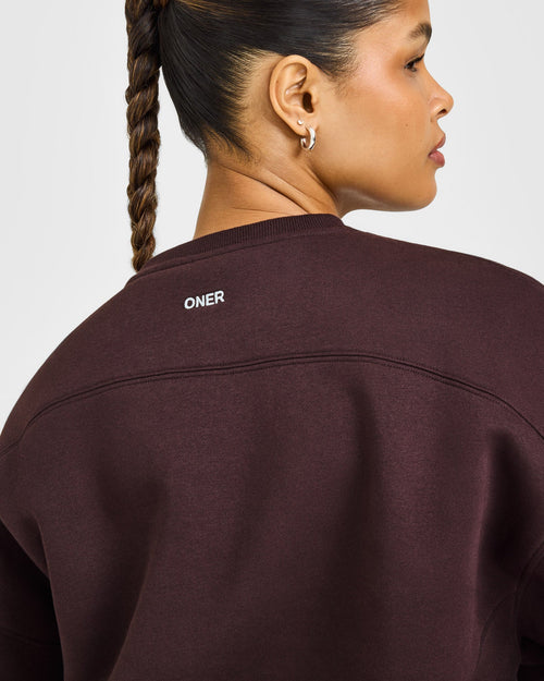 Foundations Crew Neck Sweatshirt with Gray Logo | Plum Brown