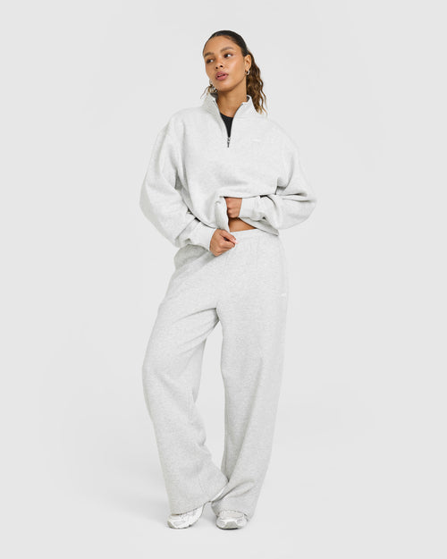Foundations Oversized 1/4 Zip Sweatshirt | Light Gray Marl