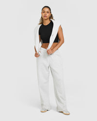 Foundations Oversized Straight Leg Sweatpants | Light Grey Marl