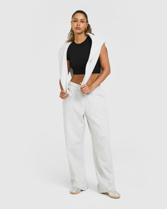 Foundations Oversized Straight Leg Sweatpants | Light Grey Marl