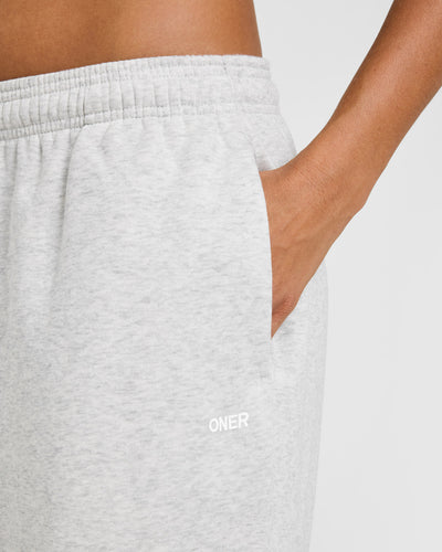Foundations Oversized Straight Leg Sweatpants | Light Grey Marl