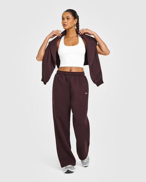 Foundations Straight Leg Sweatpants with Gray Logo | Plum Brown