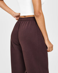 Foundations Straight Leg Joggers with Grey Logo | Plum Brown