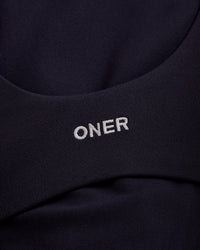 SoftMotion™ Scoop Back Bralette with Gray Logo | True Blue