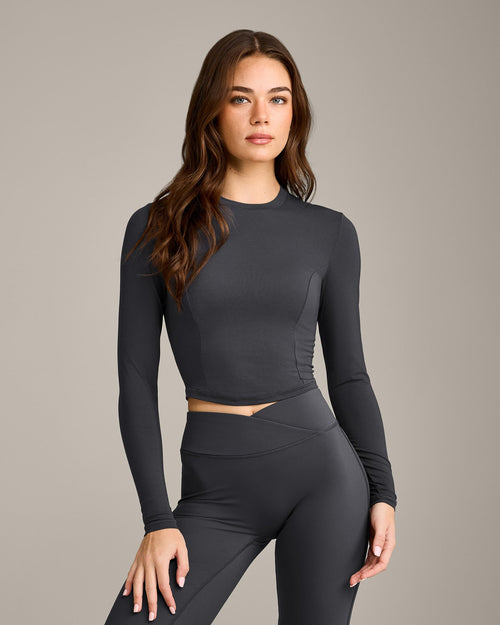 Oner Modal Mellow™ Motion Crew Neck Long Sleeve Mid Top | Coal
