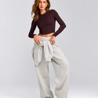 Mellow™ Motion Crew Neck Long Sleeve Mid Top | Plum Brown