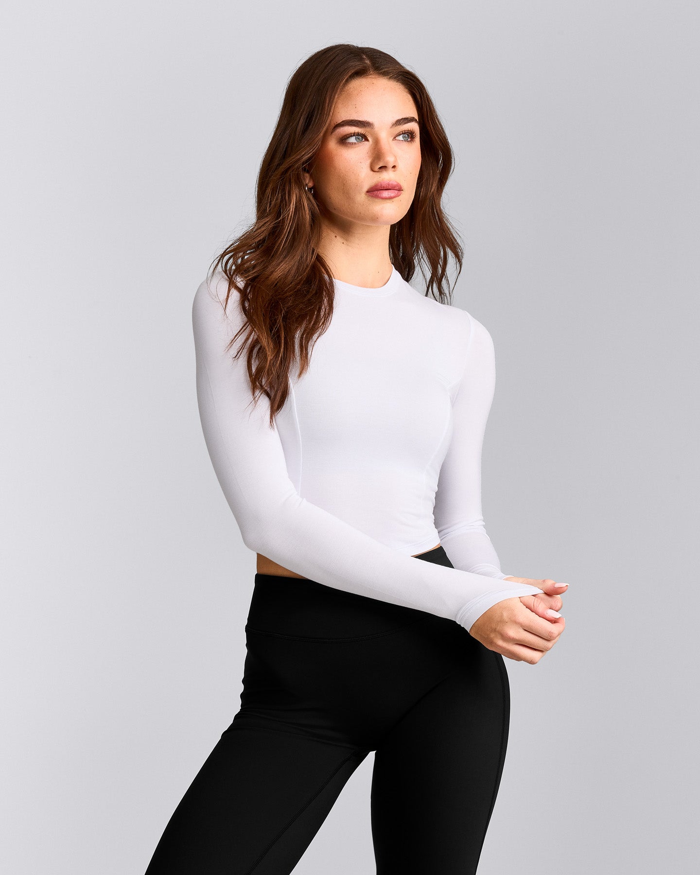 Mellow™ Motion Crew Neck Long Sleeve Mid Top | White
