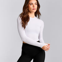 Mellow™ Motion Crew Neck Long Sleeve Mid Top | White