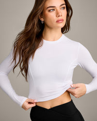 Mellow™ Motion Crew Neck Long Sleeve Mid Top | White