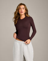 Mellow™ Motion Crew Neck Long Sleeve Top | Plum Brown