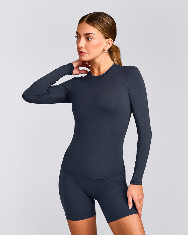 Mellow™ Motion Crew Neck Long Sleeve Top | True Blue