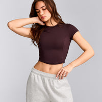 Mellow™ Motion Crew Neck Mid Top | Plum Brown