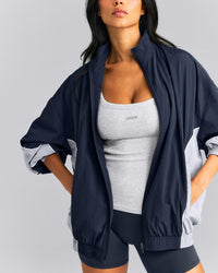Mellow™ Rib Racer Back Tank Top with Built in Bra Shelf | Light Gray Marl