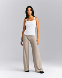 Mellow™ Rib Racer Back Tank Top with Built in Bra Shelf | White