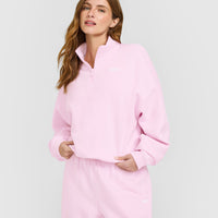 Mid Weight 1/4 Zip Sweatshirt | Chalk Pink