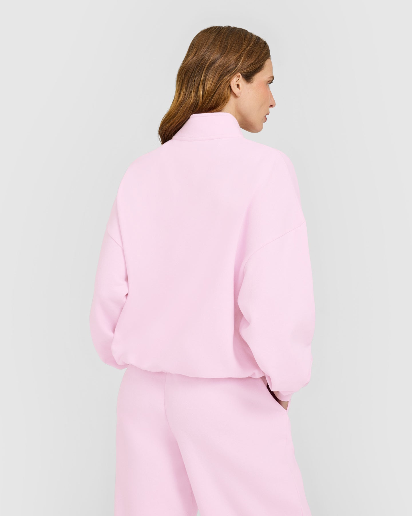 Mid Weight 1/4 Zip Sweatshirt | Chalk Pink
