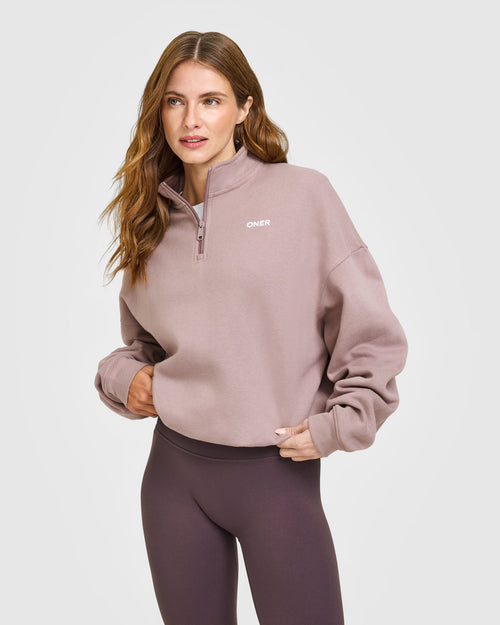 Oner Modal Mid Weight 1/4 Zip Sweatshirt | Dusty Purple